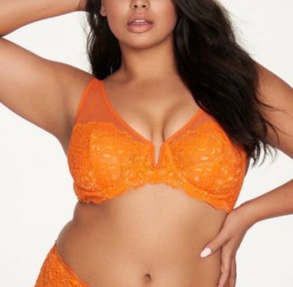 NWT! Frederick's of Hollywood Jessica Orange Lace Bra 32DD